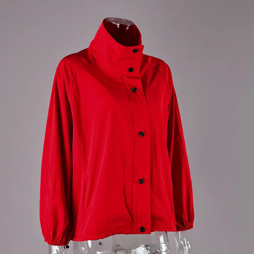 Red Windproof Women's Jacket