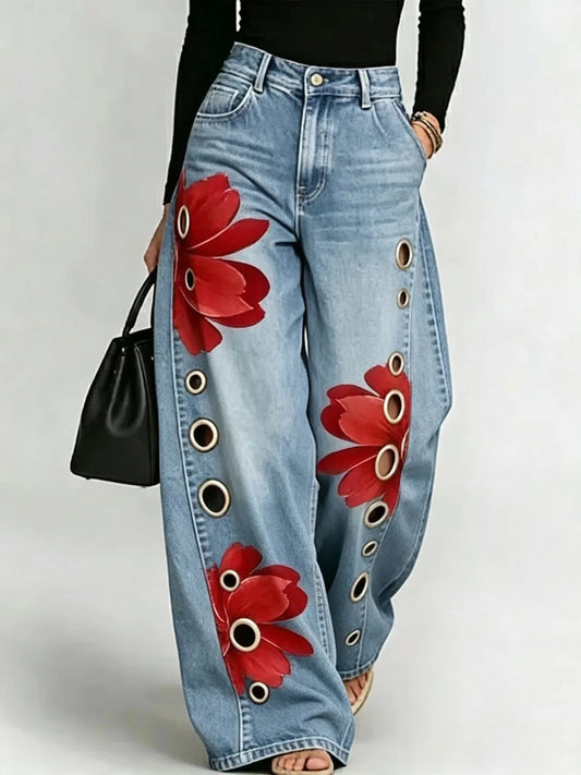 Women's Flower Retro Jeans