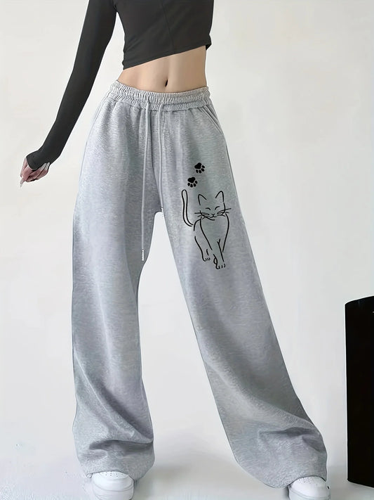 Damenhose mit Katzenmuster