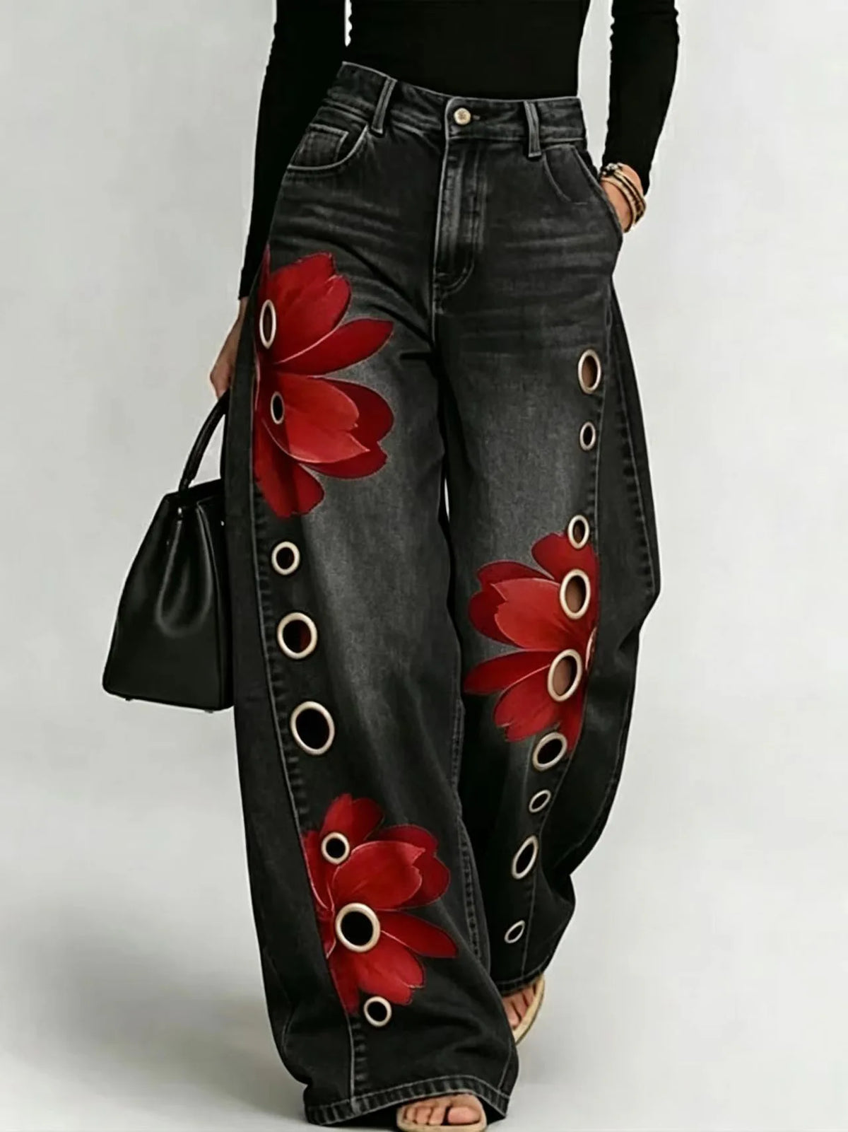 Women's Flower Retro Jeans