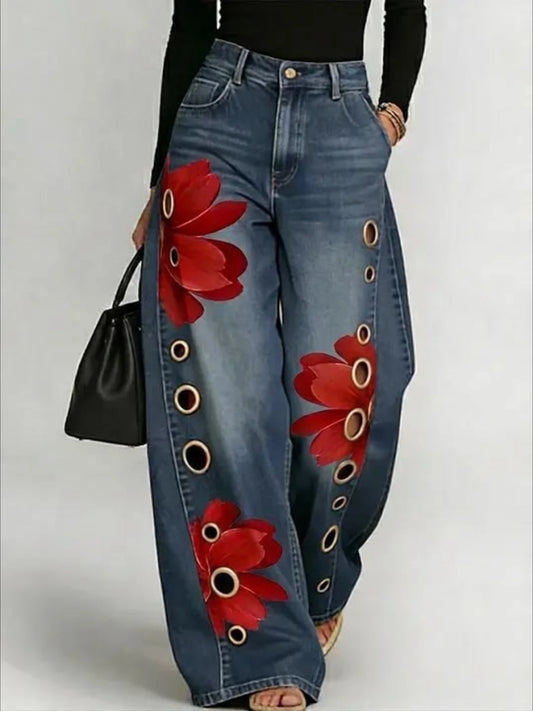 Women's Flower Retro Jeans