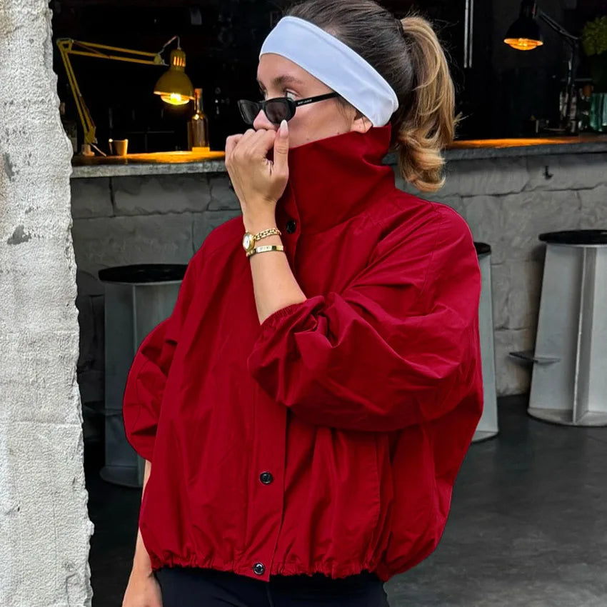 Red Windproof Women's  Jacket