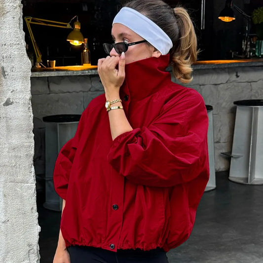 Red Windproof Women's  Jacket