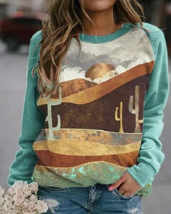 Damen-Sweatshirts mit 3D-Waldmotiv