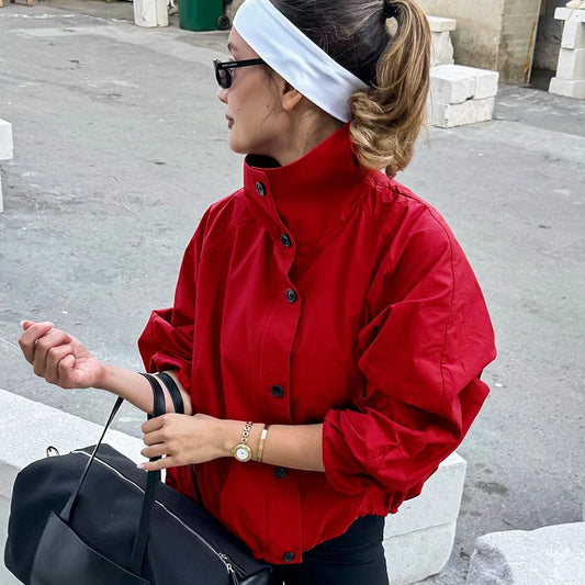 Red Windproof Women's  Jacket