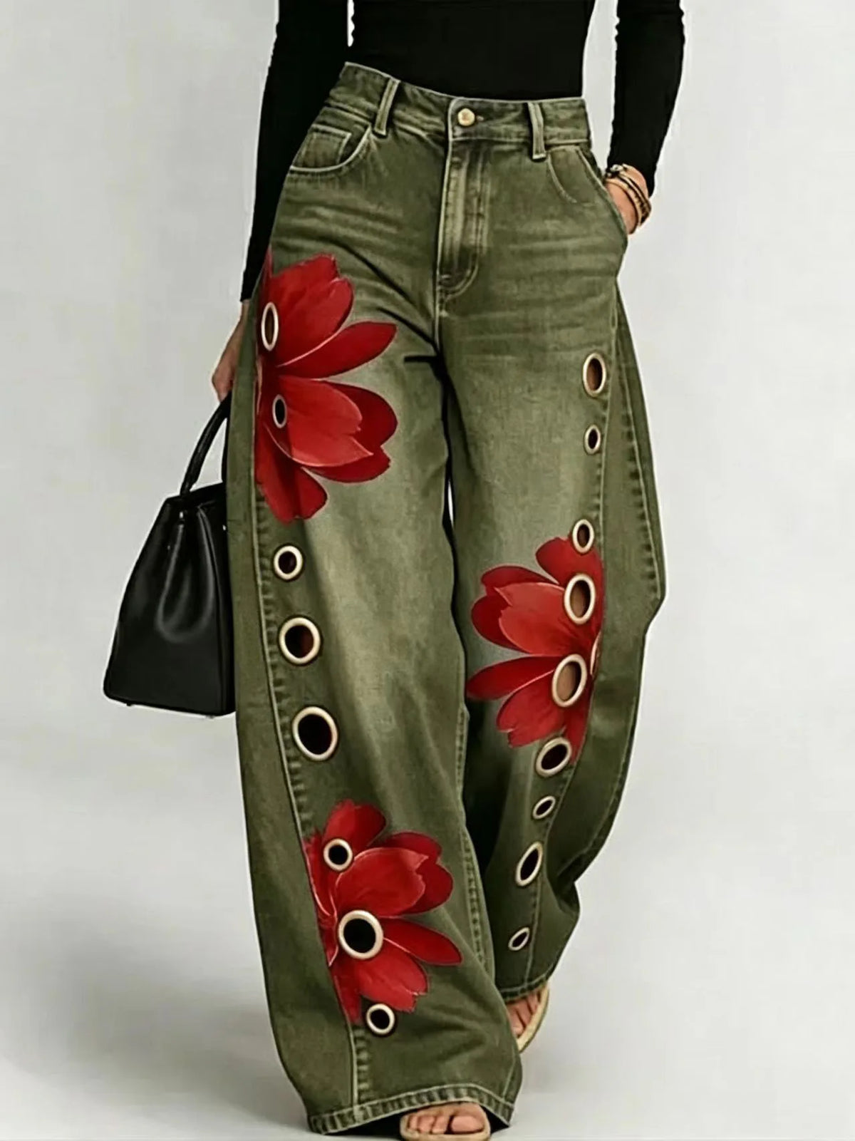 Women's Flower Retro Jeans