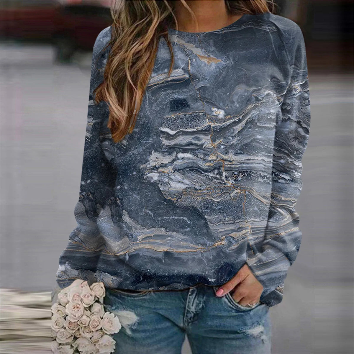 Damen-Sweatshirts mit 3D-Waldmotiv