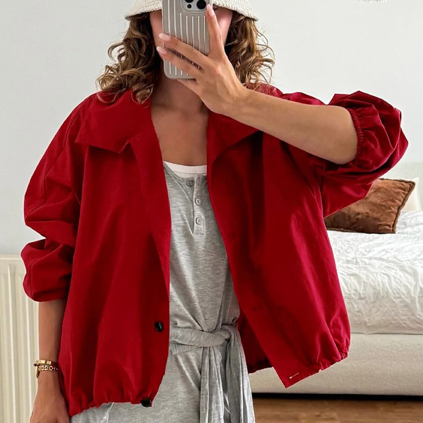 Red Windproof Women's  Jacket