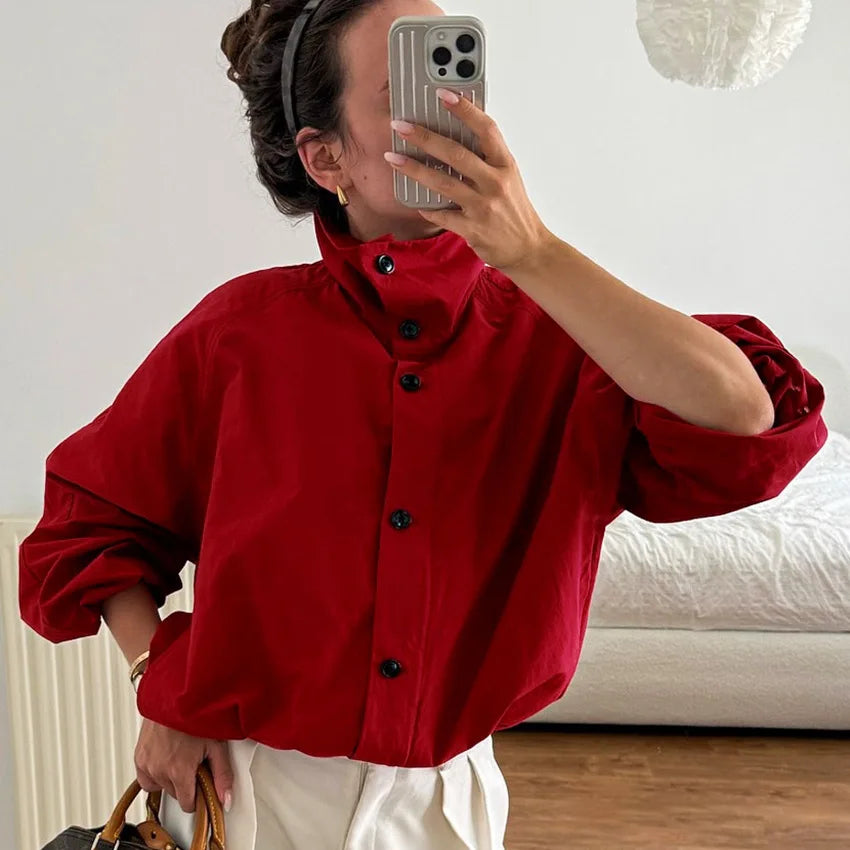 Red Windproof Women's  Jacket